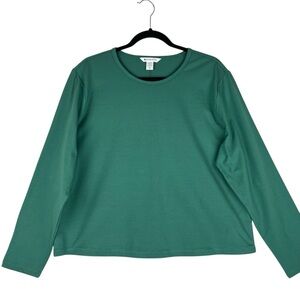 Athleta Essential Top Womens XL Long Sleeve Cypress Green Shirt #828716 NWOT